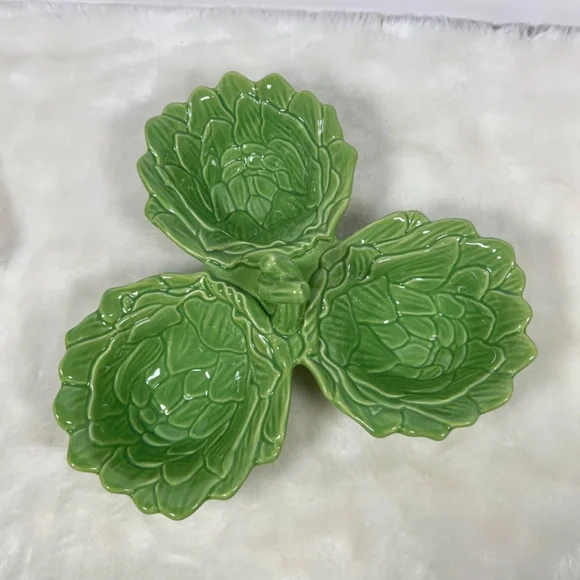 NEW John Derian x Target Tri Serving Bowl Green Artichoke Stoneware Serveware - Picture 4 of 9